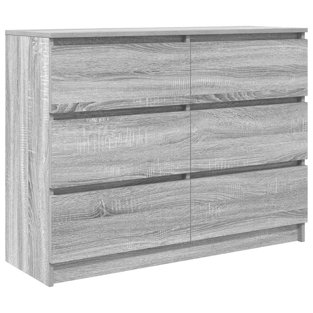 vidaXL Sideboard Γκρι Sonoma 100x35x76 cm Ξύλινο μηχανουργικό ξύλο