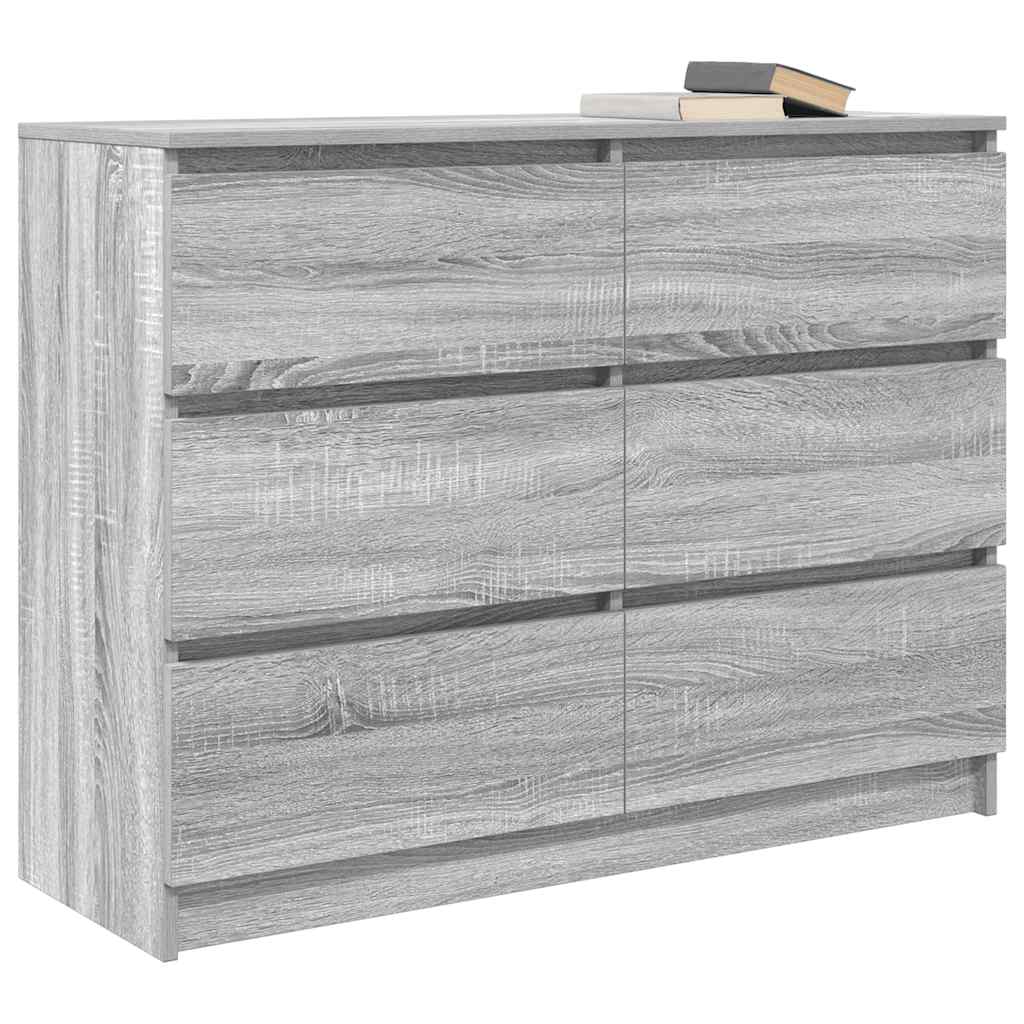 vidaXL Sideboard Γκρι Sonoma 100x35x76 cm Ξύλινο μηχανουργικό ξύλο