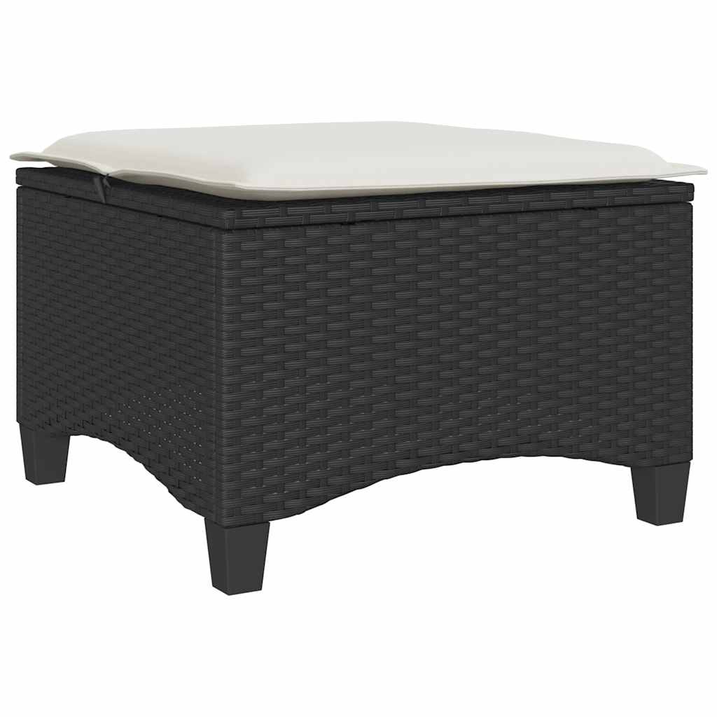 vidaXL Σκαμπό Κήπου με Μαξιλάρια 2 τεμ. Μαύρα 55x55x36 εκ. από Συνθετικό Ρατάν