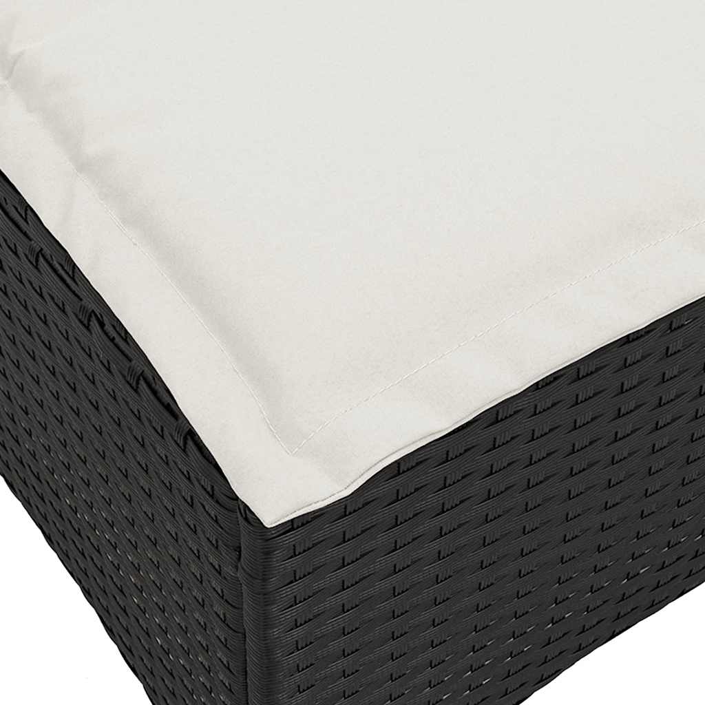 vidaXL Σκαμπό Κήπου με Μαξιλάρια 2 τεμ. Μαύρα 55x55x36 εκ. από Συνθετικό Ρατάν