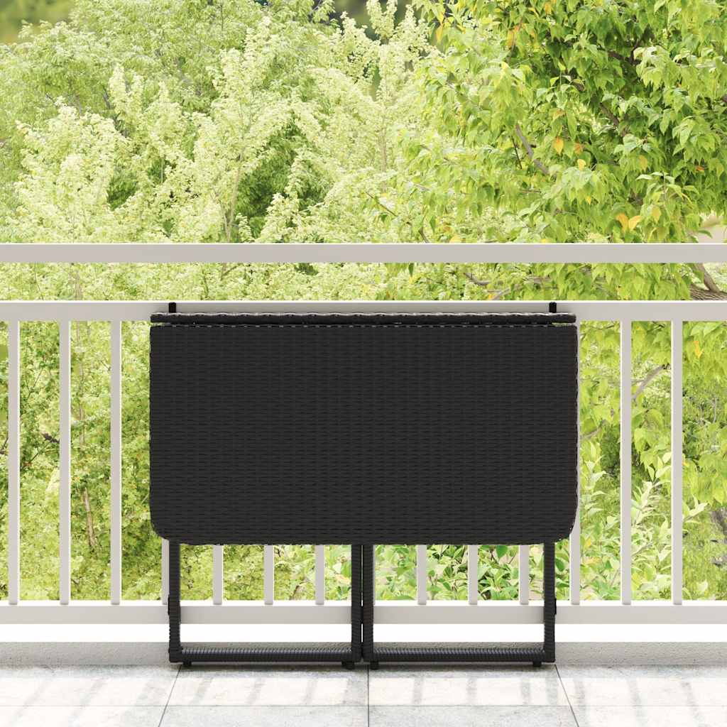 vidaXL Τραπέζι Κήπου Πτυσσόμενο Μαύρο 90 x 51 x 75 εκ. από Συνθετικό Ρατάν