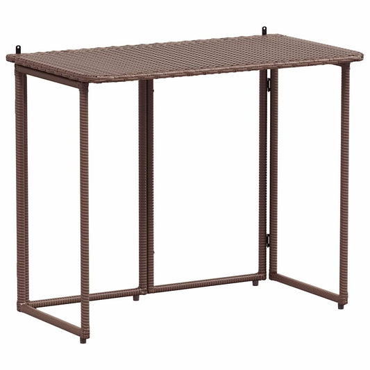 vidaXL Πτυσσόμενο τραπέζι κήπου καφέ 90x51x75 cm Poly Rattan