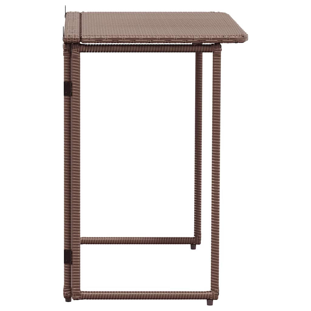 vidaXL Πτυσσόμενο τραπέζι κήπου καφέ 90x51x75 cm Poly Rattan
