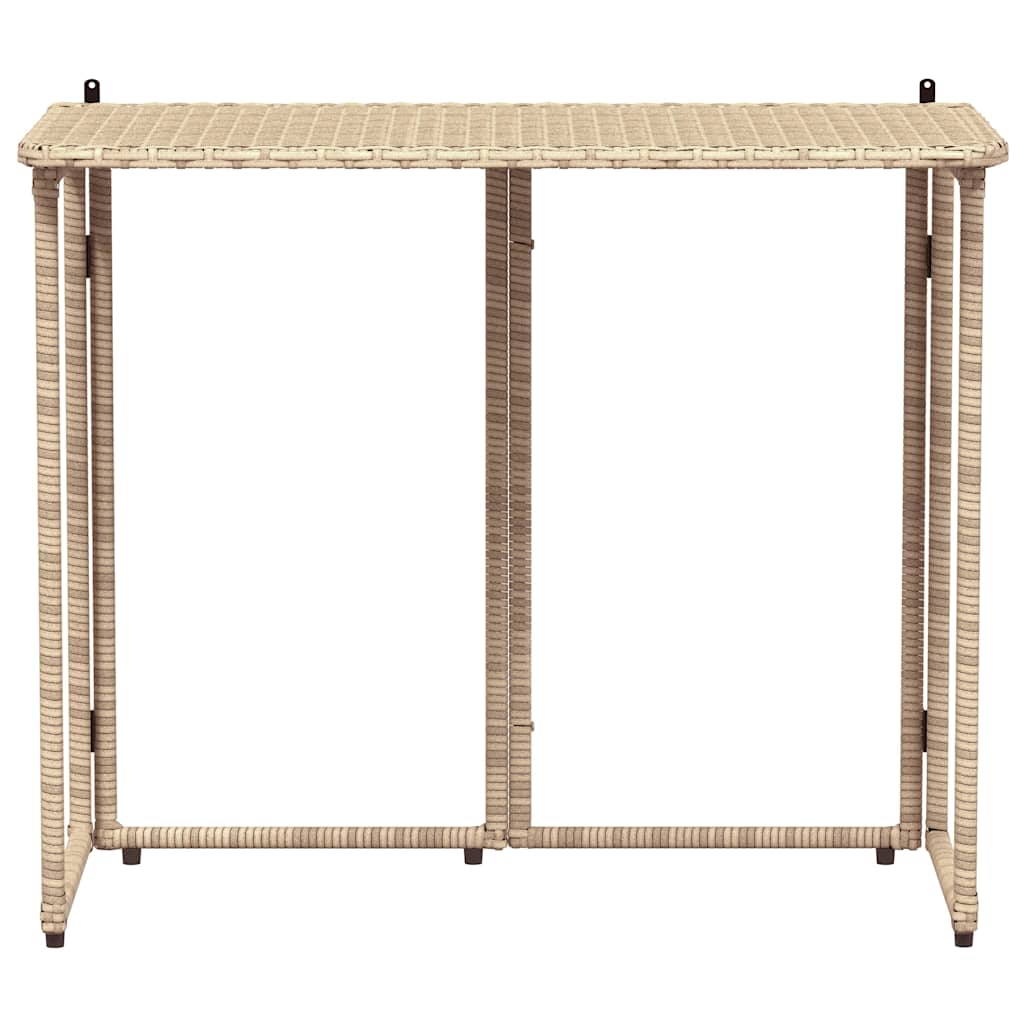 vidaXL Πτυσσόμενο τραπέζι κήπου Μπεζ 90x51x75 cm Poly Rattan