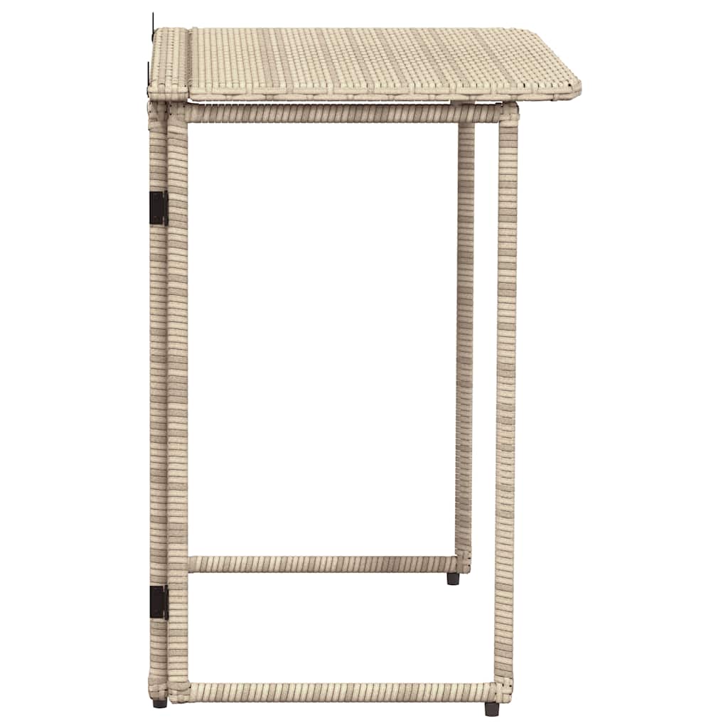 vidaXL Πτυσσόμενο τραπέζι κήπου Μπεζ 90x51x75 cm Poly Rattan