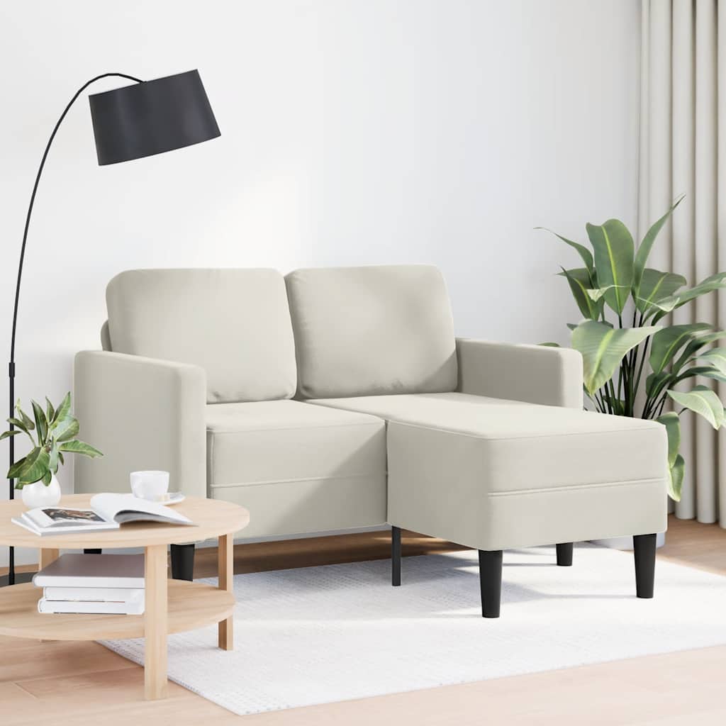 vidaXL 2θέσιος καναπές με καναπέ σε σχήμα L Κρεμ 125 εκ. Βελούδινος