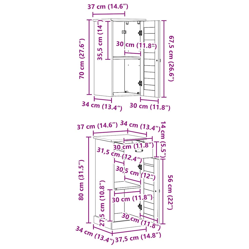 vidaXL Σετ Επίπλων Μπάνιου 2 pcs Καφέ και Λευκό 37 x 34 x 80 εκ