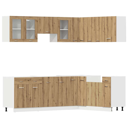 vidaXL Σετ Ντουλαπιών Κουζίνας 11 Τεμαχίων "Lyon" από Τεχνητό Ξύλο Δρυός