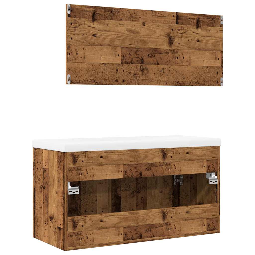 vidaXL Σετ Επίπλων Μπάνιου 3Τεμαχίων Παλιό Ξύλο από Επεξεργασμένο Ξύλο