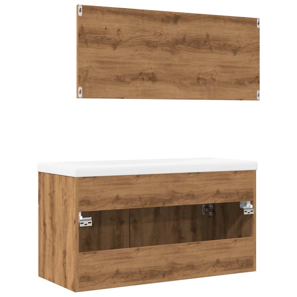 vidaXL Σετ Επίπλων Μπάνιου 3 Τεμαχίων Τεχνίτης Δρυς από Τεχν. Ξύλο