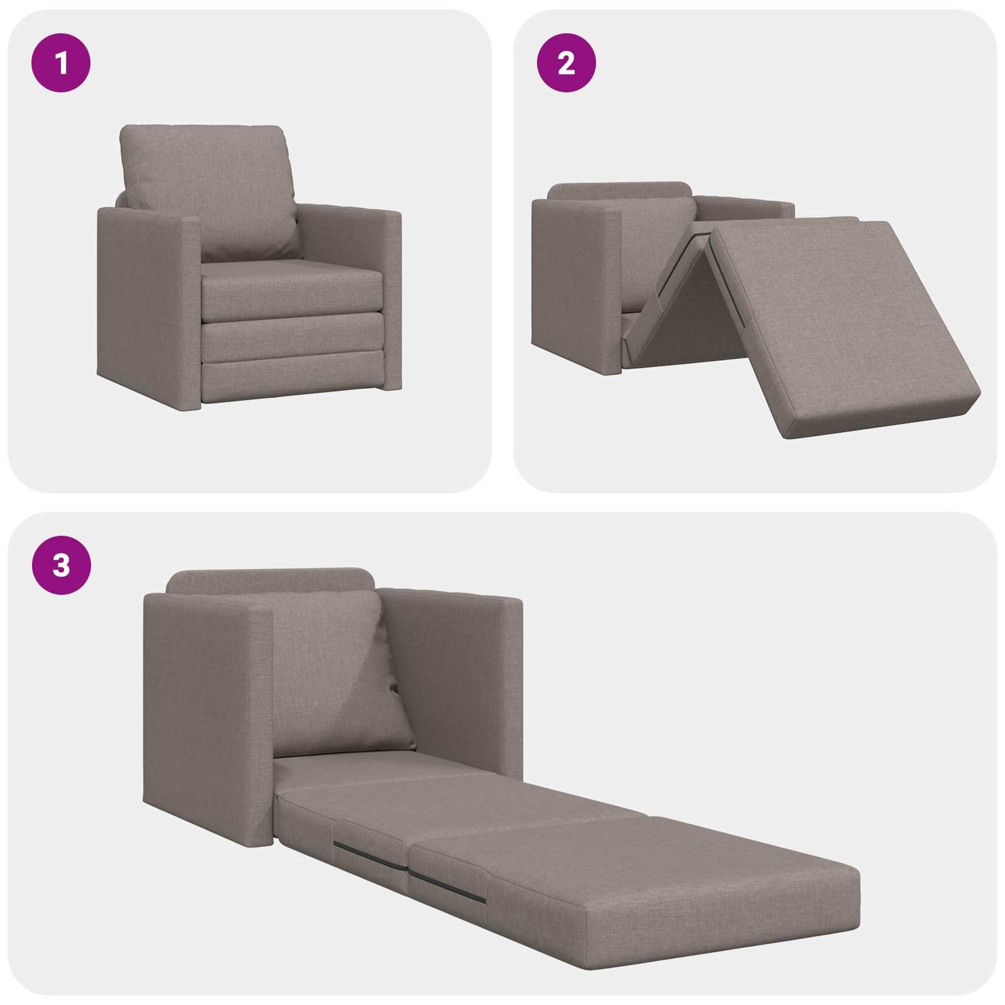 vidaXL Κρεβάτι καναπές Taupe 74 x 77 x 81 εκ. ύφασμα