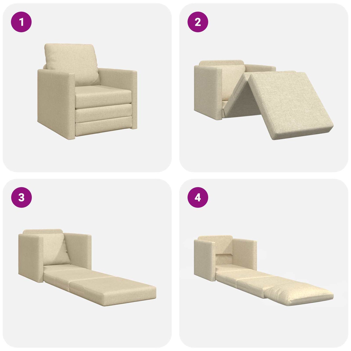 vidaXL Κρεβάτι καναπές Κρεμ 74 x 77 x 81 εκ. ύφασμα