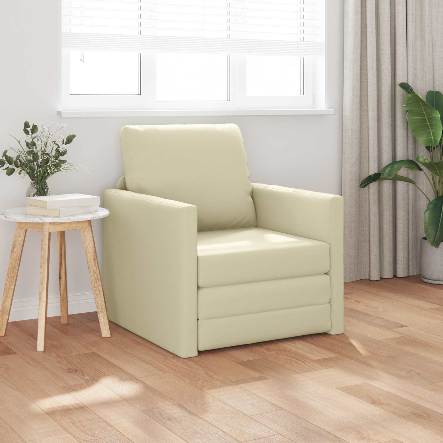 vidaXL Κρεβάτι καναπές 60cm Κρεμ Δερματίνη