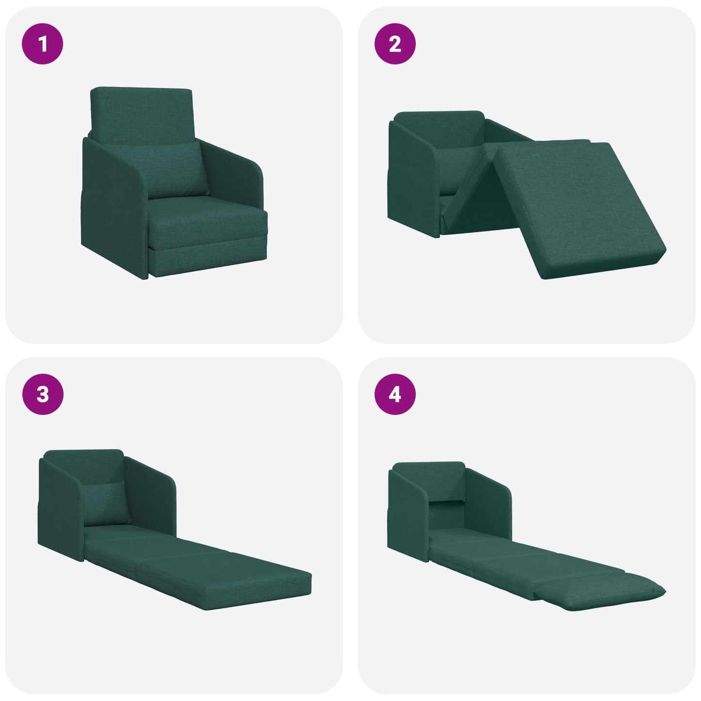 vidaXL Κρεβάτι καναπές Σκούρο Πράσινο 65 x 80 x 83 εκ. ύφασμα