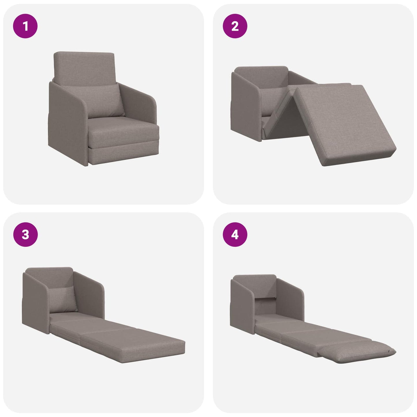 vidaXL Κρεβάτι καναπές Taupe 65 x 80 x 83 εκ. ύφασμα