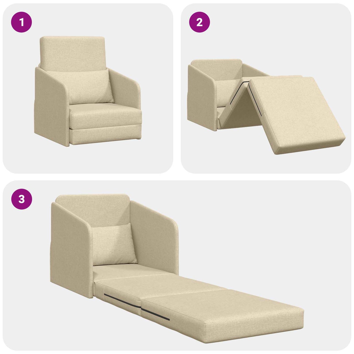 vidaXL Κρεβάτι καναπές Κρεμ 65 x 80 x 83 εκ. ύφασμα