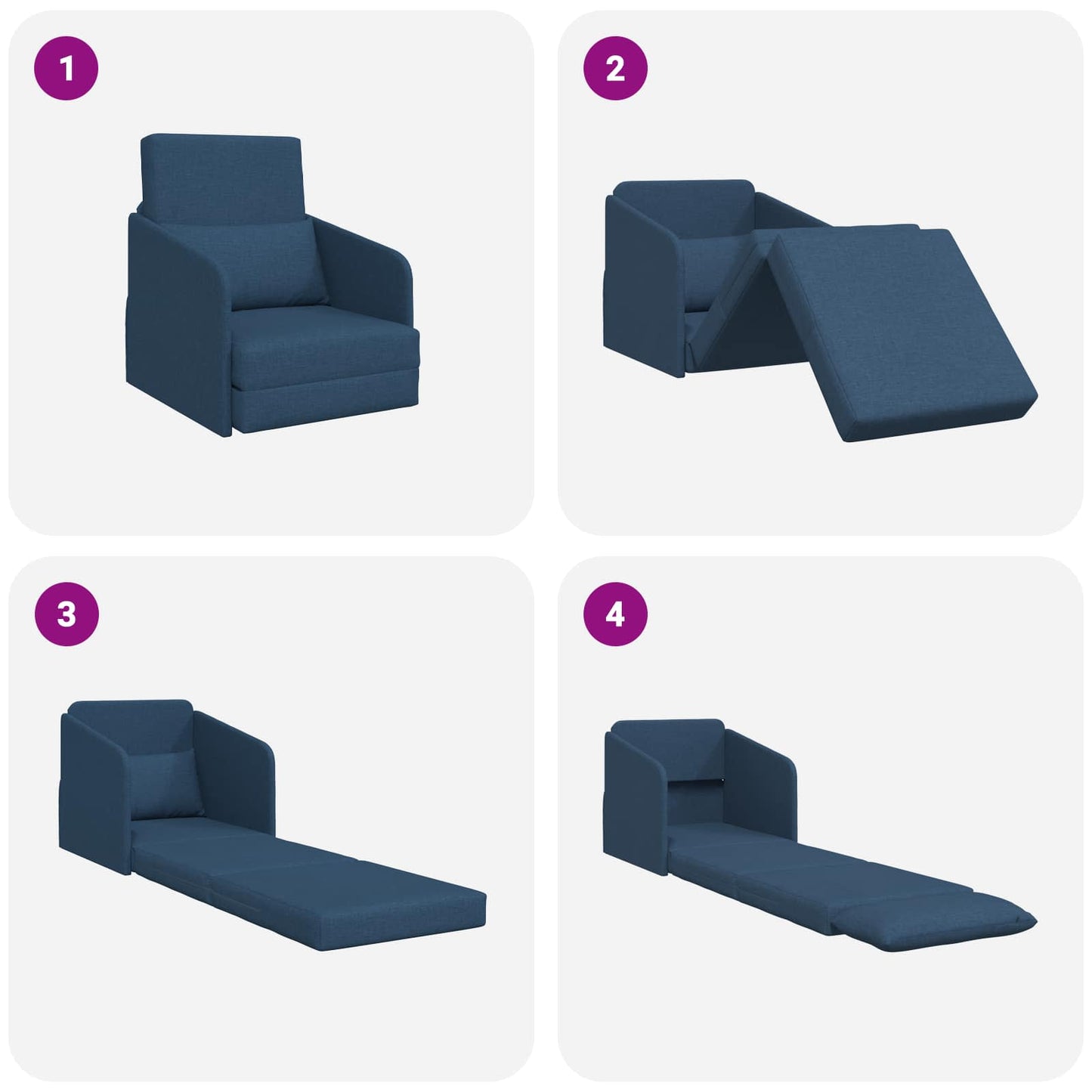vidaXL Κρεβάτι καναπές Μπλε 65 x 80 x 83 εκ. ύφασμα