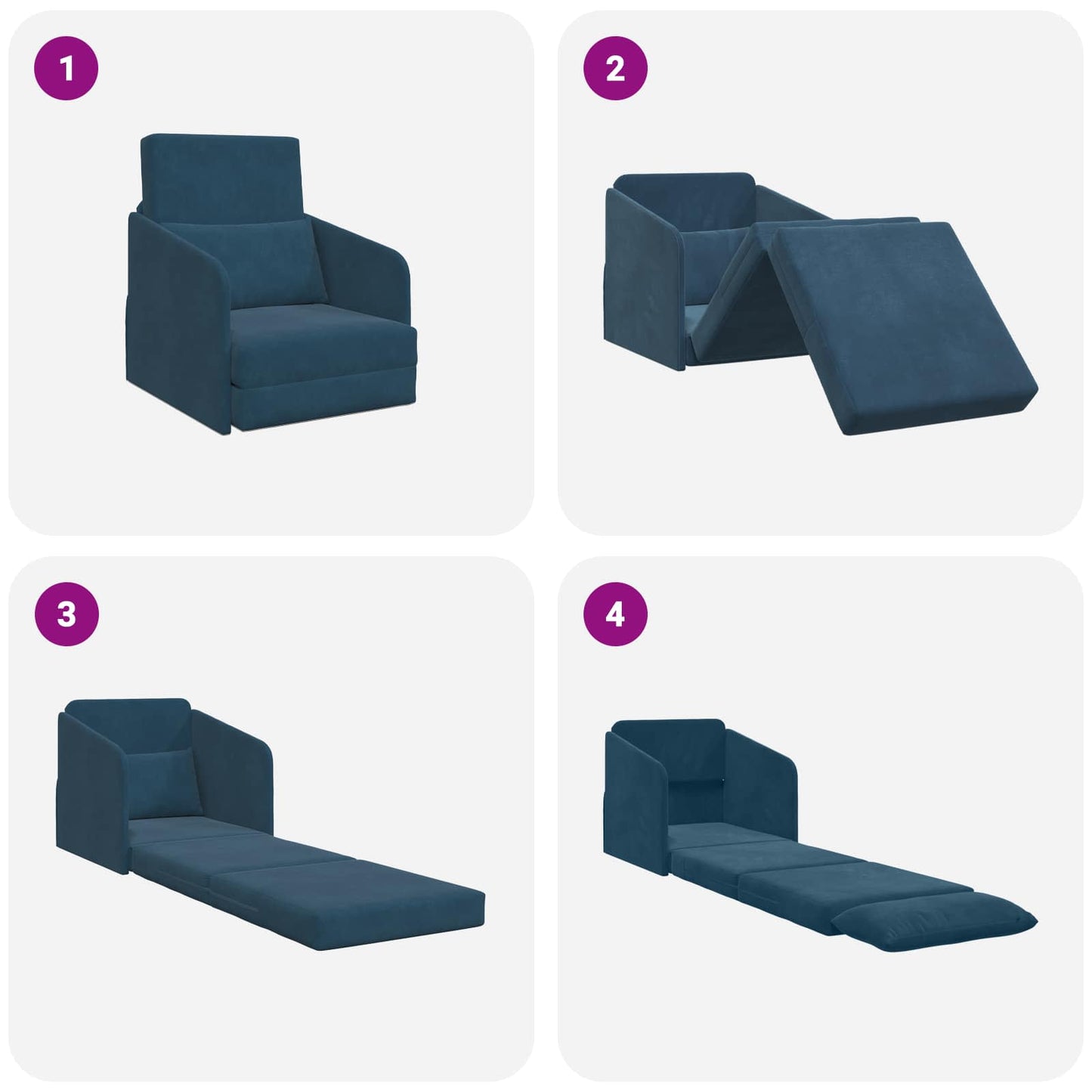 vidaXL Κρεβάτι καναπές Μπλε 65 x 80 x 83 εκ. Βελούδο