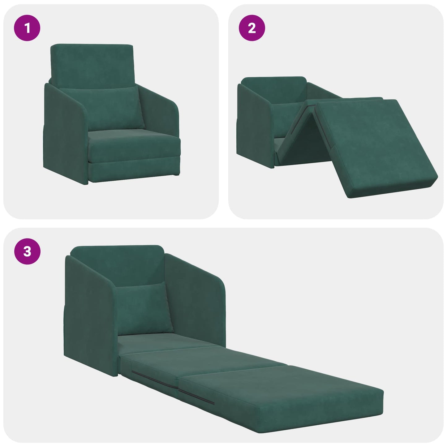 vidaXL Κρεβάτι καναπές Σκούρο Πράσινο 65 x 80 x 83 εκ. Βελούδο