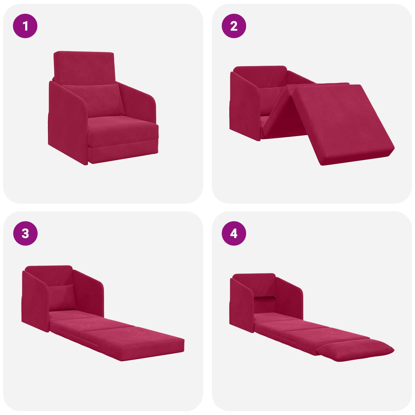 vidaXL Κρεβάτι καναπές Κόκκινο 65 x 80 x 83 εκ. Βελούδο