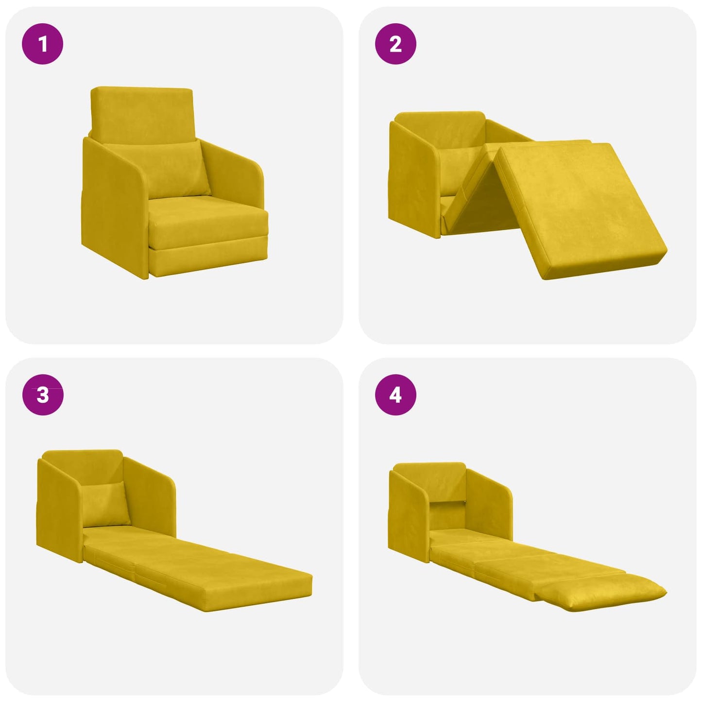vidaXL Κρεβάτι καναπές Κίτρινο 65 x 80 x 83 εκ. Βελούδο