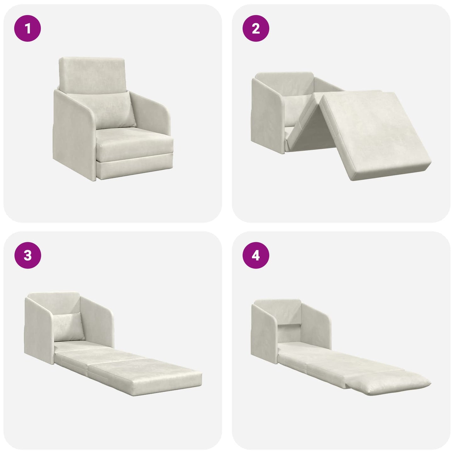 vidaXL Κρεβάτι καναπές Κρεμ 65 x 80 x 83 εκ. Βελούδο