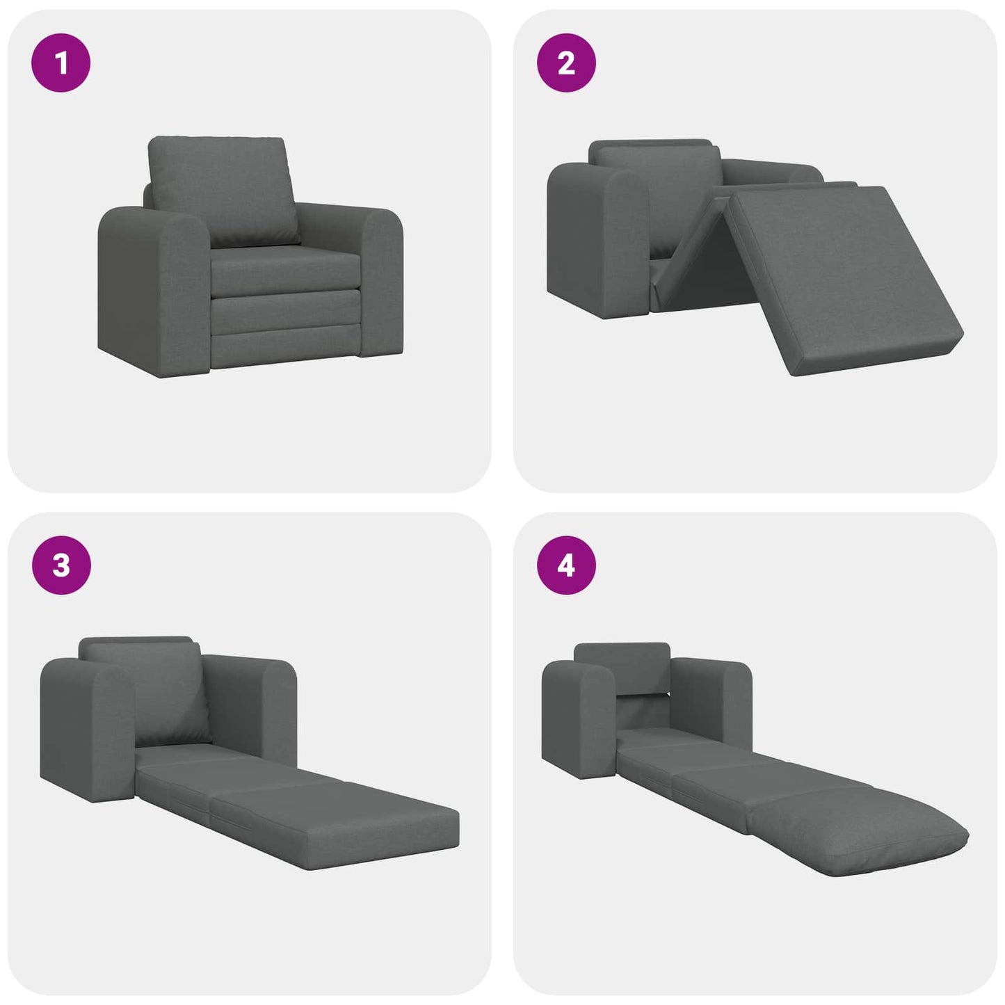 vidaXL Κρεβάτι καναπές Σκούρο Γκρι 98 x 71 x 83 εκ. ύφασμα