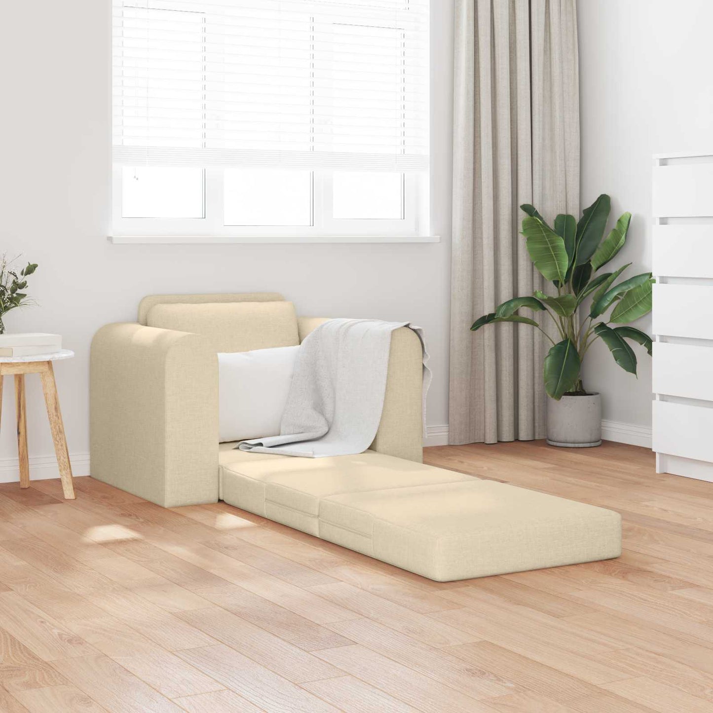 vidaXL Κρεβάτι καναπές Κρεμ 98 x 71 x 83 εκ. ύφασμα