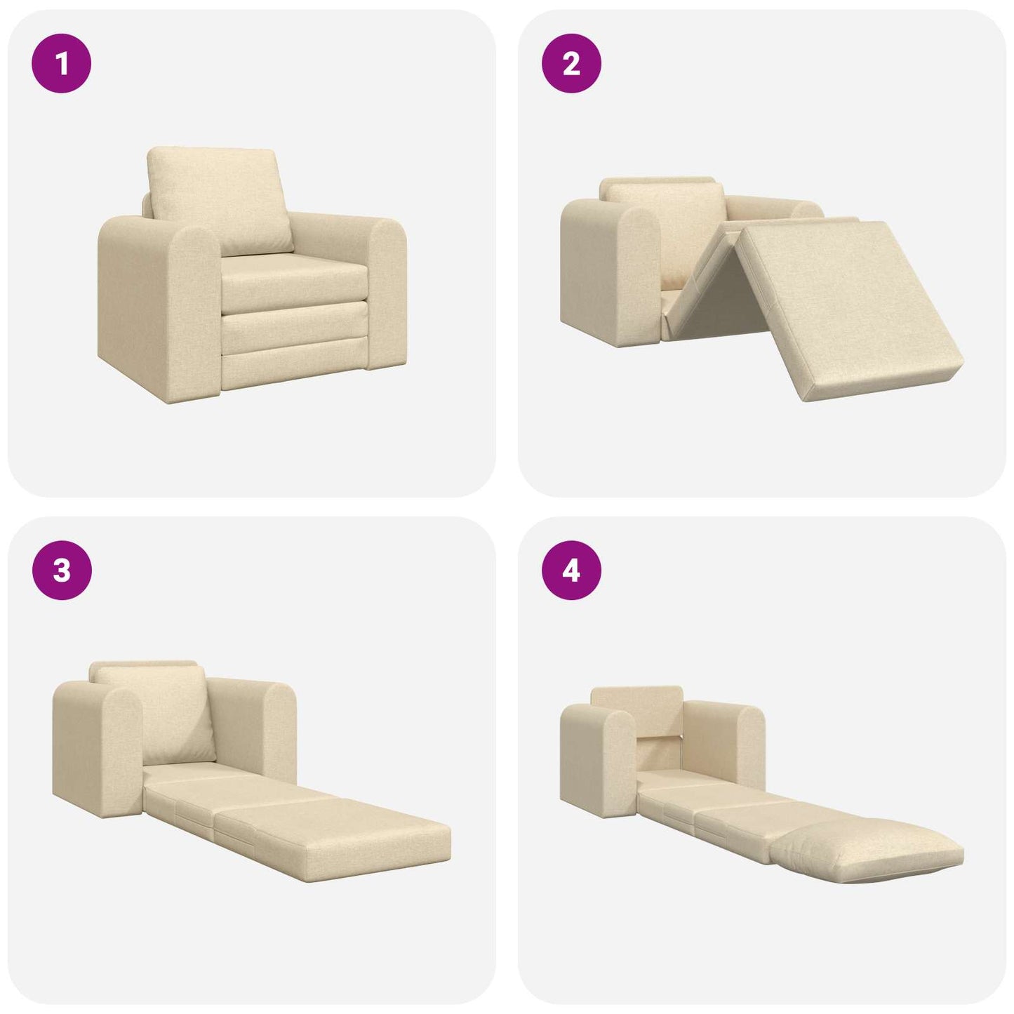 vidaXL Κρεβάτι καναπές Κρεμ 98 x 71 x 83 εκ. ύφασμα