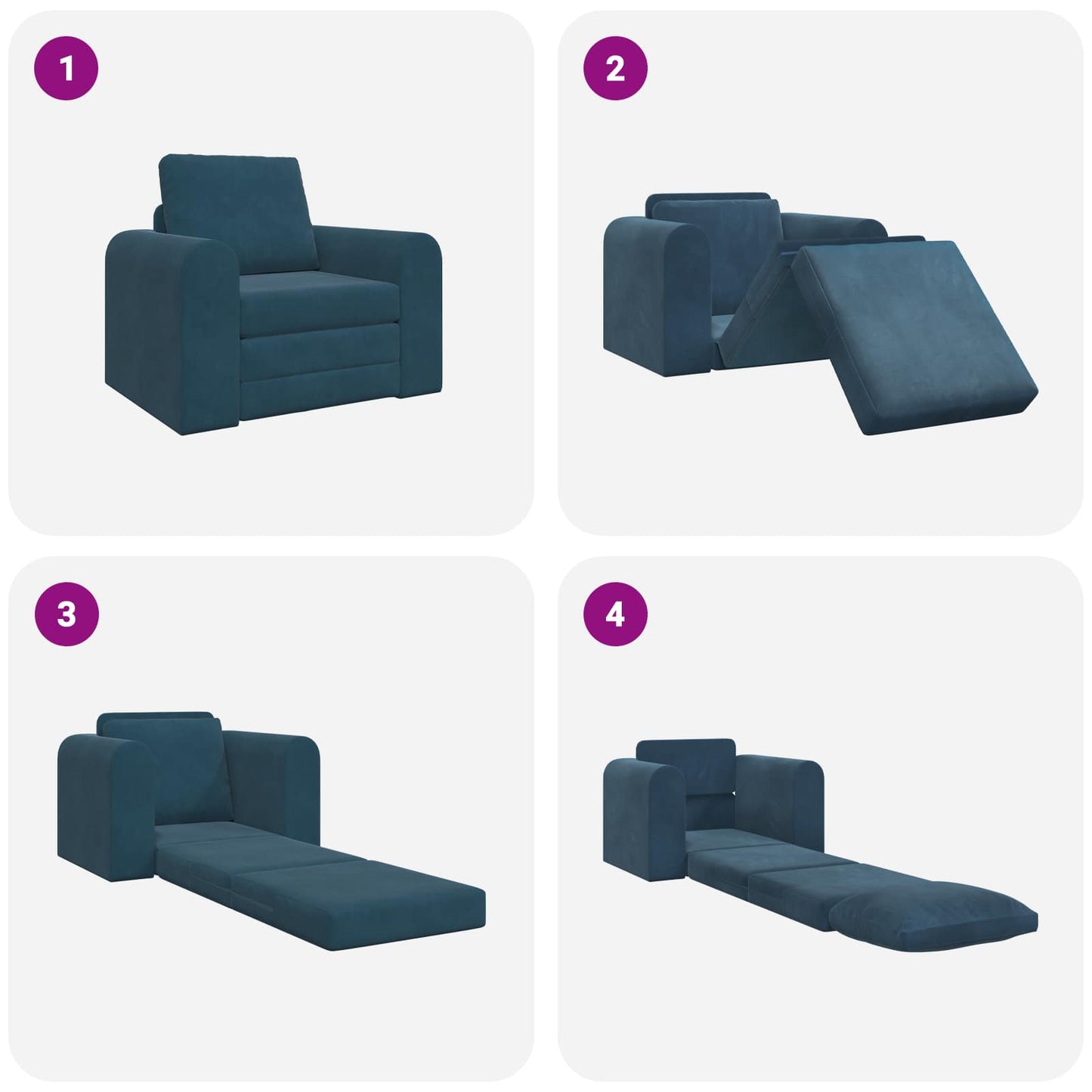 vidaXL Κρεβάτι καναπές Μπλε 98 x 71 x 83 εκ. Βελούδο
