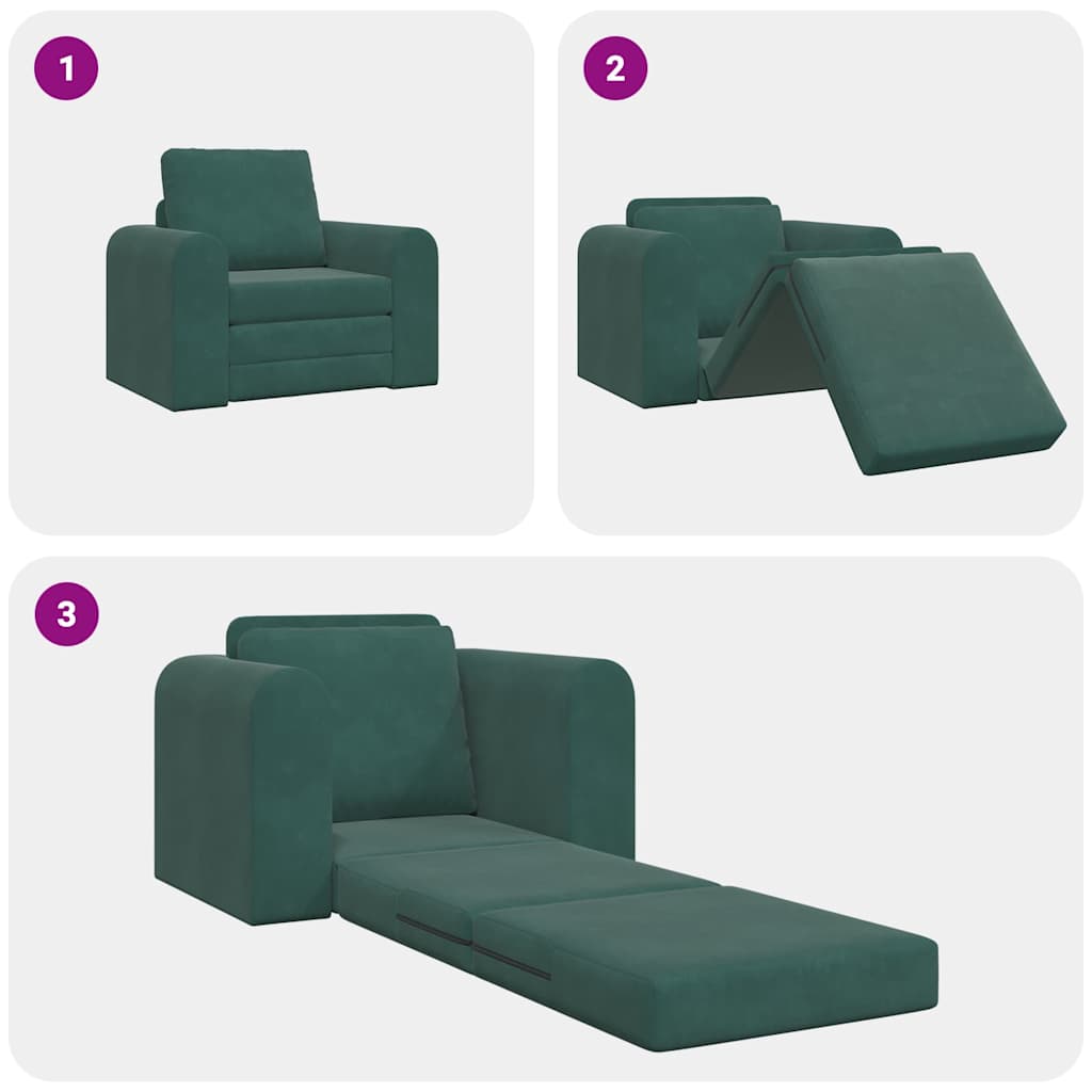 vidaXL Κρεβάτι καναπές Σκούρο Πράσινο 98 x 71 x 83 εκ. Βελούδο