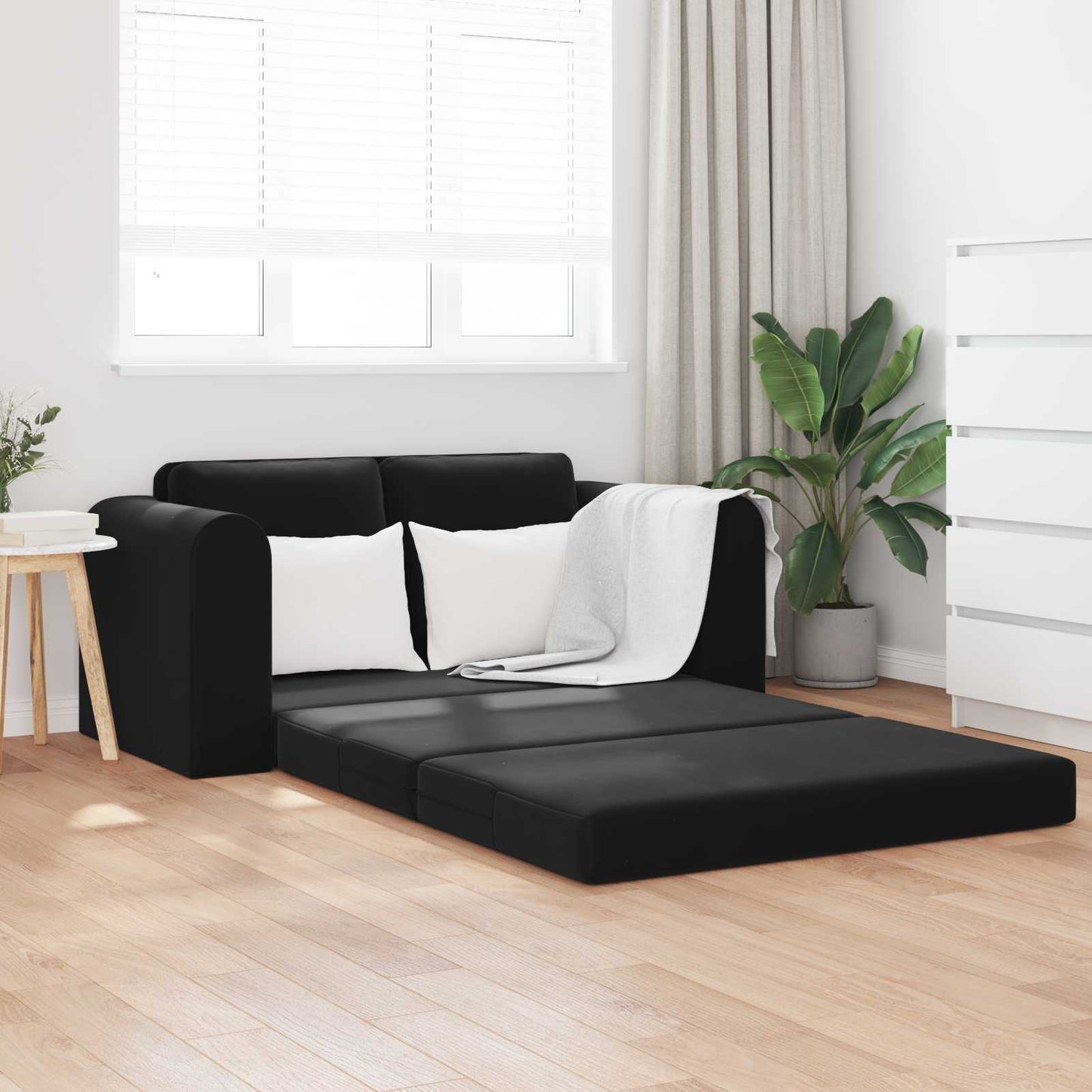 vidaXL Κρεβάτι καναπές Μαύρο 148 x 71 x 83 εκ. Βελούδο