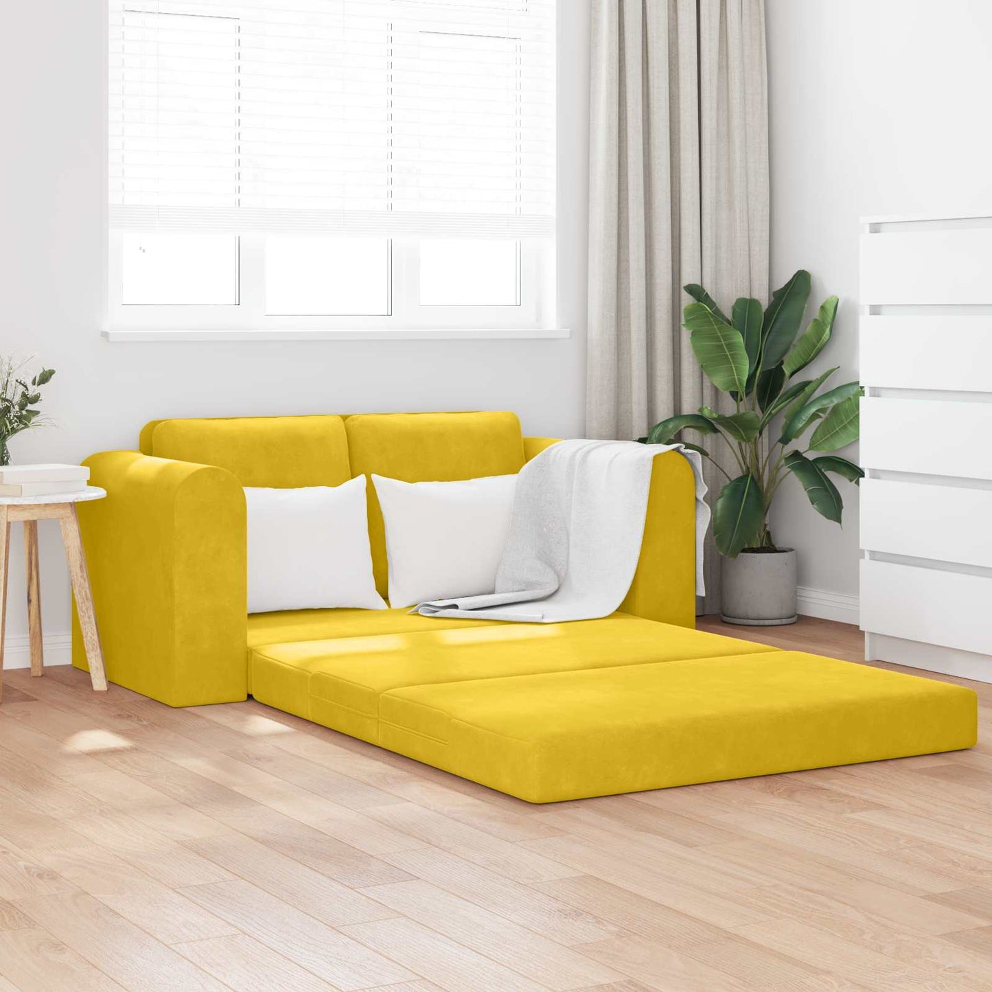 vidaXL Κρεβάτι καναπές Κίτρινο 148 x 71 x 83 εκ. Βελούδο