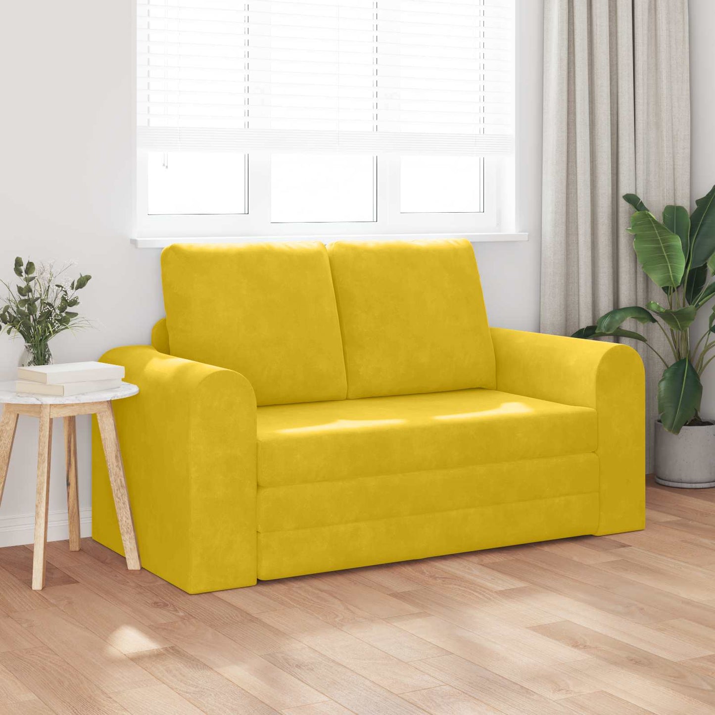 vidaXL Κρεβάτι καναπές Κίτρινο 148 x 71 x 83 εκ. Βελούδο