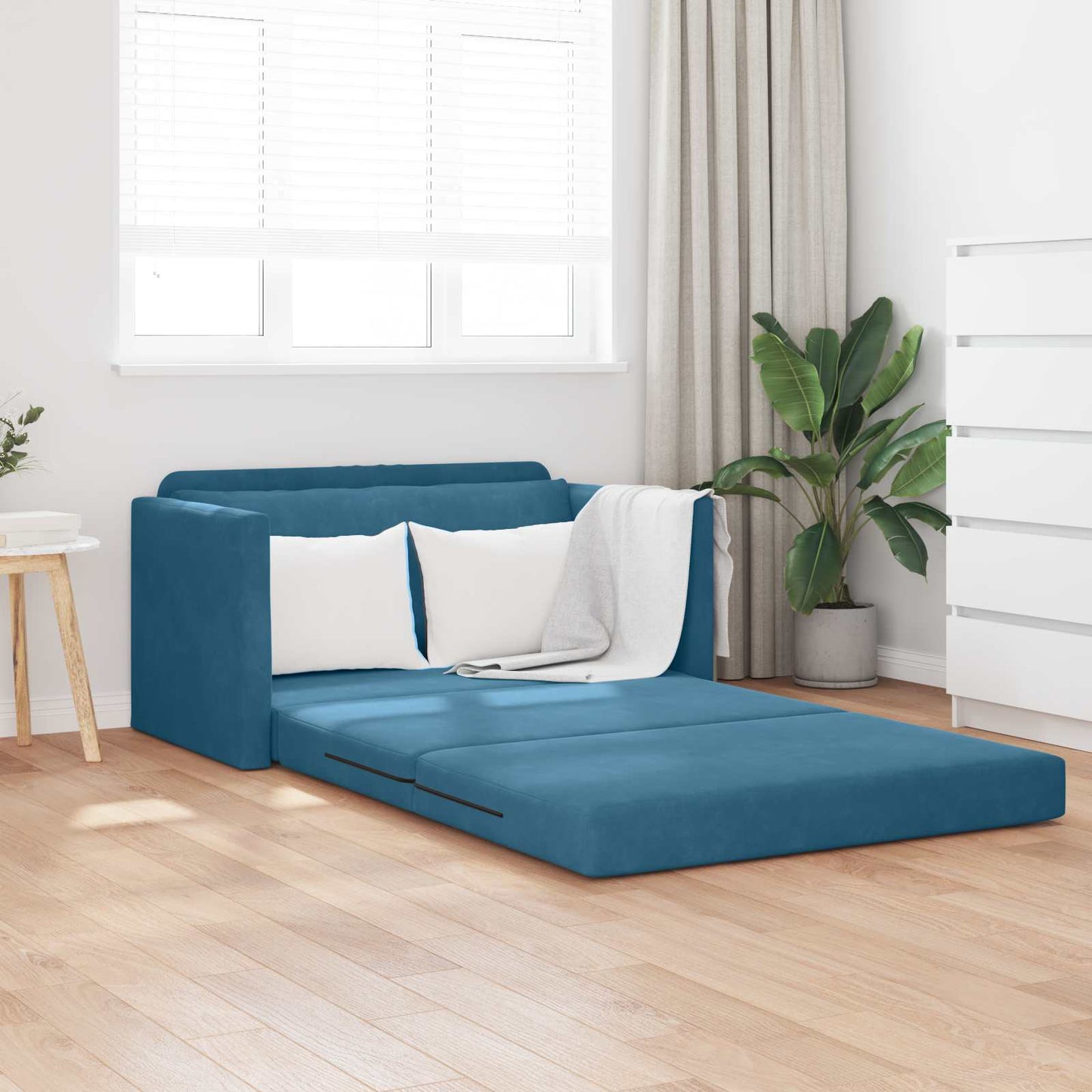 vidaXL Κρεβάτι καναπές Μπλε 124 x 71 x 78 εκ Βελούδο