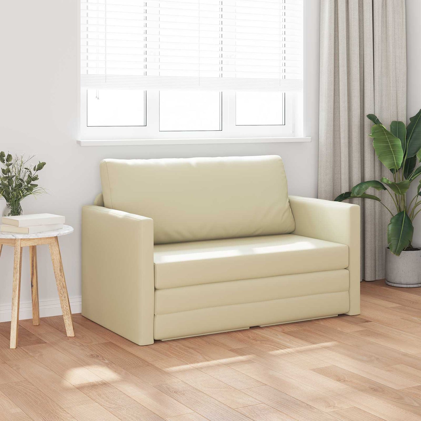 vidaXL Κρεβάτι καναπές Κρεμ 124 x 71 x 78 εκ Δερματίνη