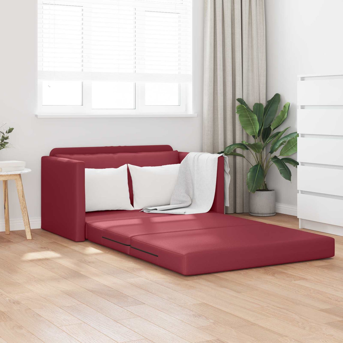 vidaXL Κρεβάτι καναπές Κόκκινο 124 x 71 x 78 εκ Δερματίνη