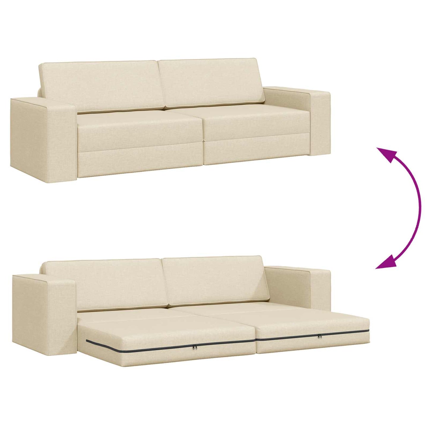 vidaXL Κρεβάτι καναπές Κρεμ 245 x 78 x 77 εκ. ύφασμα