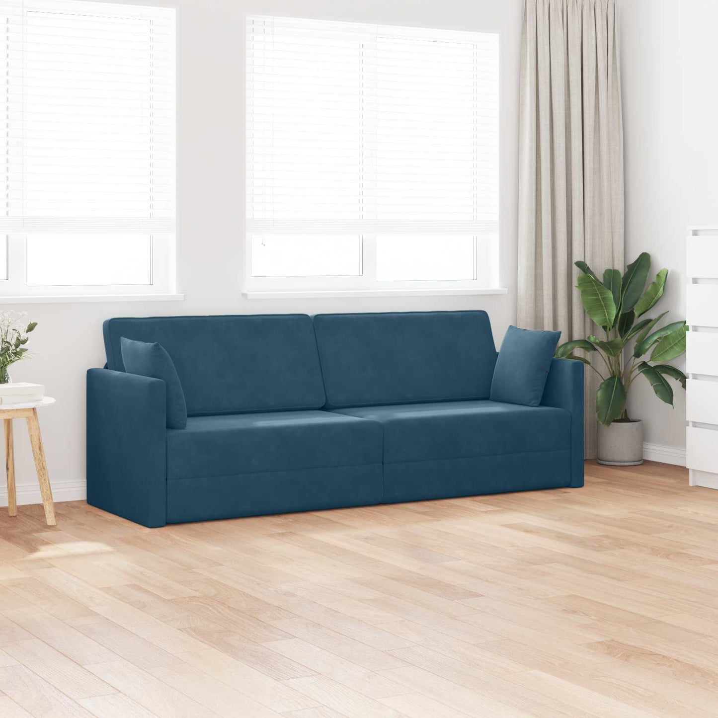 vidaXL Καναπές-κρεβάτι δαπέδου Μπλε 213 x 70 x 77 εκ Βελούδο