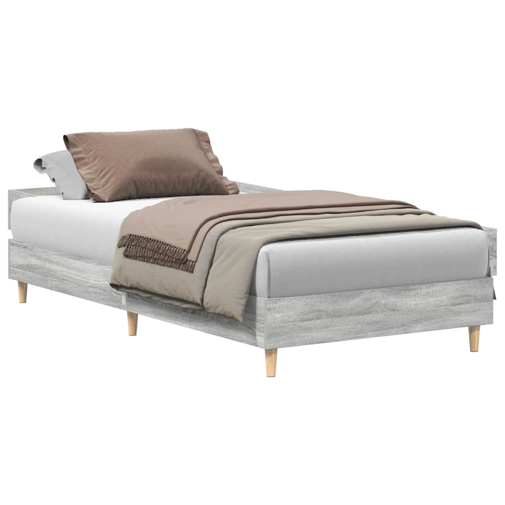 vidaXL Πλαίσιο κρεβατιού χωρίς στρώμα Grey Sonoma 90x190 cm