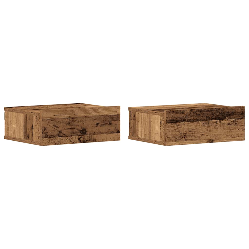 vidaXL Κομοδίνα Κρεμαστά 2 τεμ. Παλιό ξύλο 40x32x15εκ. από Μοριοσανίδα