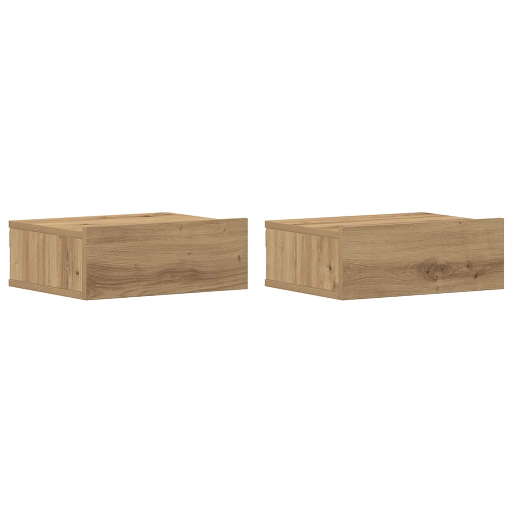 vidaXL Κομοδίνα Κρεμαστά 2 τεμ. Δρυς τεχνίτης 40x32x15 εκ. Μοριοσανίδα
