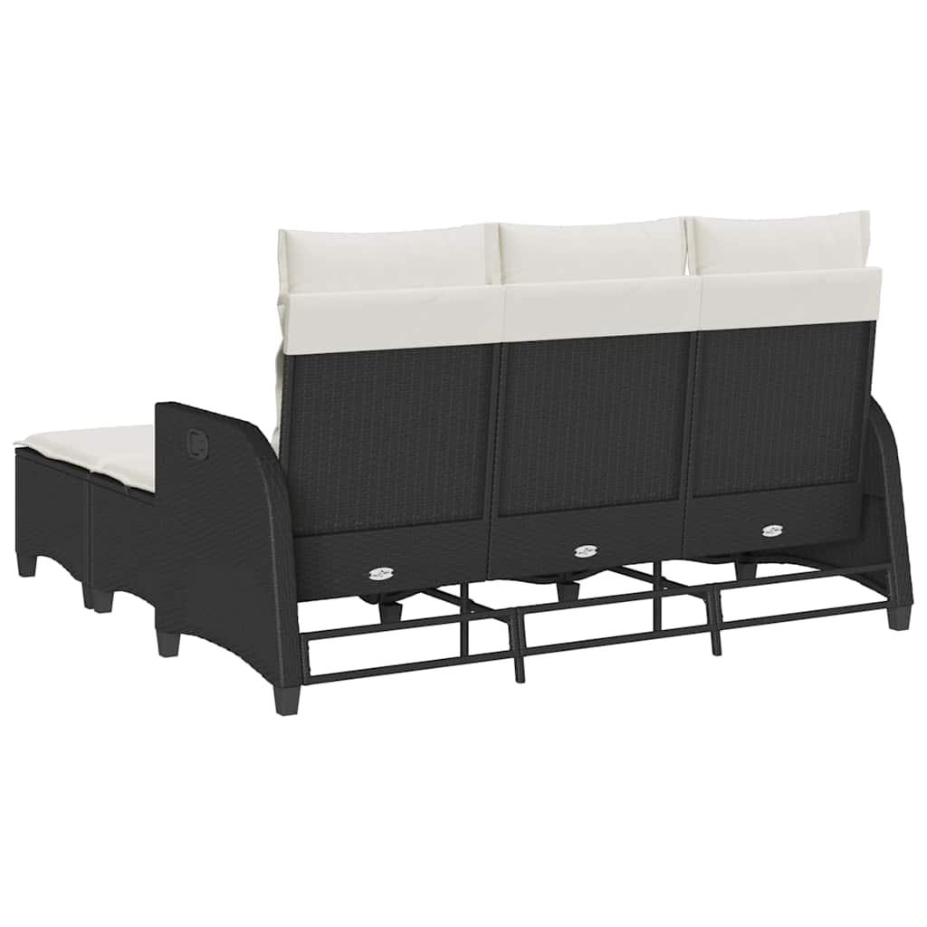 vidaXL Σετ 3 τεμαχίων Καναπέδες κήπου με μαξιλάρια σε σχήμα L μαύρο