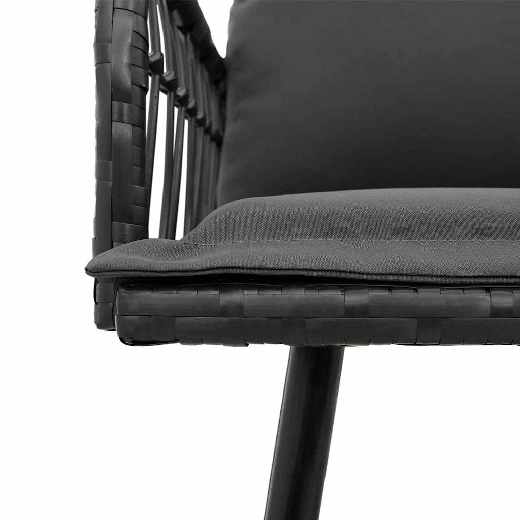 vidaXL Σετ Φαγητού Κήπου 2 Τεμαχίων με Μαξιλάρια Μαύρο Ρατάν