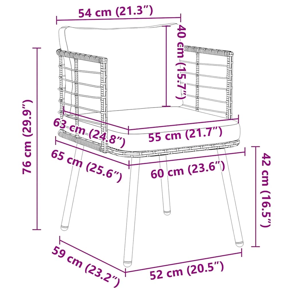 vidaXL Καρέκλες Κήπου 2 τεμ. Μαύρες από Συνθετικό Ρατάν με Μαξιλάρια