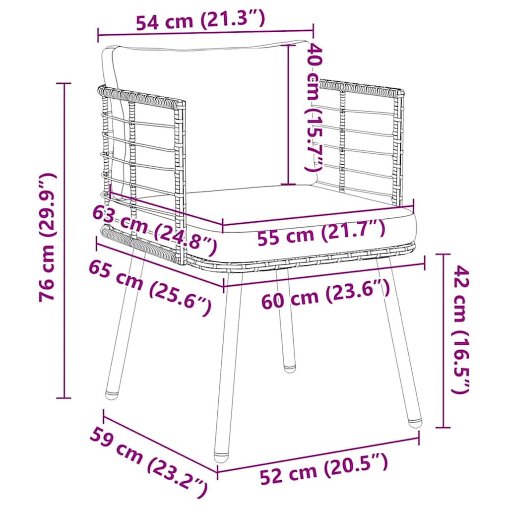 vidaXL Καρέκλες κήπου 2 τεμάχια με μαξιλάρια Φυσικό Poly Rattan
