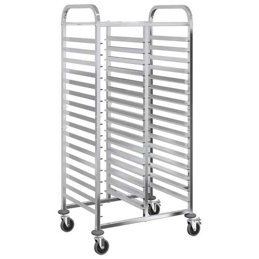 vidaXL Τρόλεϊ Δίσκου με 32 Δοχεία GN 75x55x162,5 εκ. από Ανοξείδωτο Ατσάλι