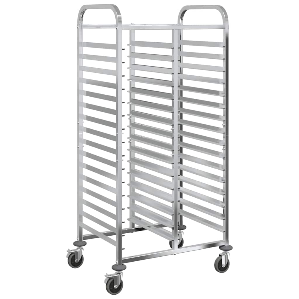 vidaXL Τρόλεϊ Δίσκου με 32 Δοχεία GN 75x55x162,5 εκ. από Ανοξείδωτο Ατσάλι