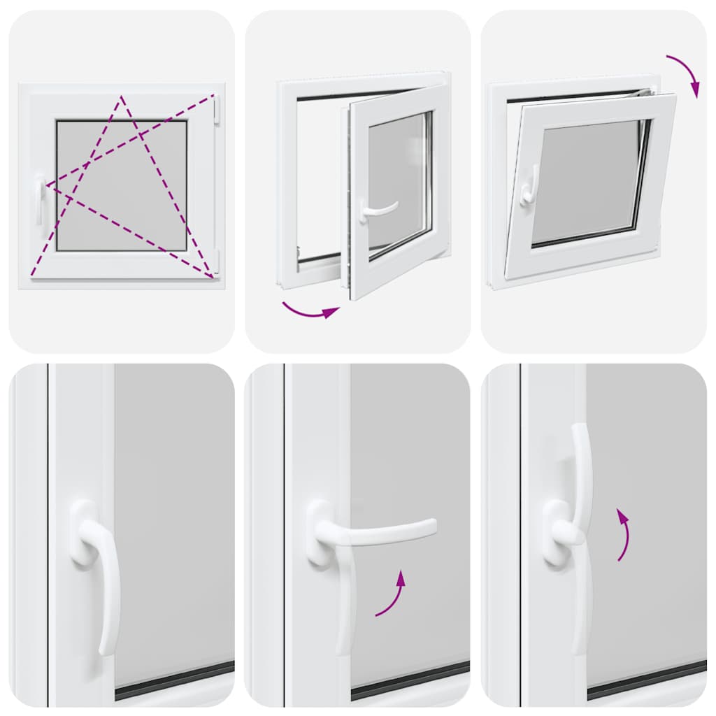 vidaXL Παράθυρο Υπογείου "RISOR" 50x50 εκ. Ανακλινόμενο & Περιστρεφόμενο DIN Δεξιό Λευκό