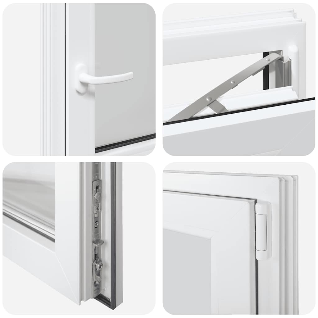 vidaXL Παράθυρο Υπογείου "RISOR" 50x50 εκ. Ανακλινόμενο & Περιστρεφόμενο DIN Δεξιό Λευκό